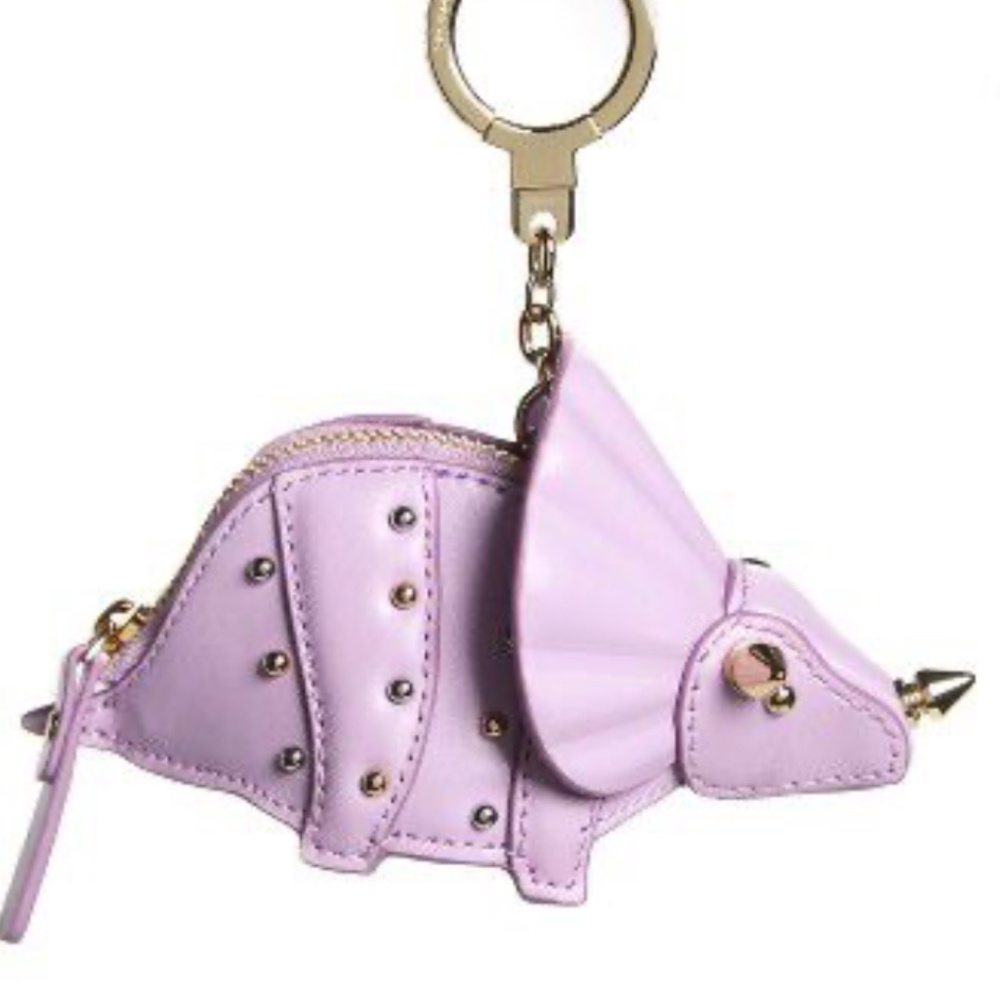 Kate Spade  Whimsies Triceratops 3d Coin Case Purse Keychain Lilac spade